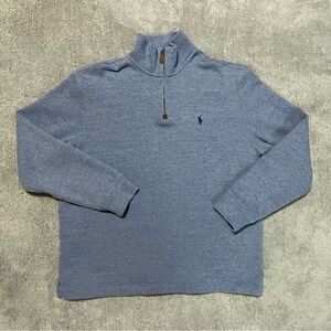 Polo Ralph Lauren 1/4 Zip Mockneck Sweater Mens Large Long Sleeve Blue